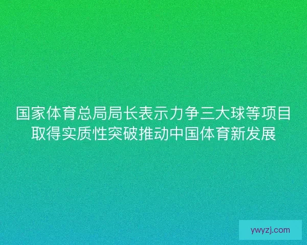国家体育总局局长表示力争三大球等项目取得实质性突破推动中国体育新发展